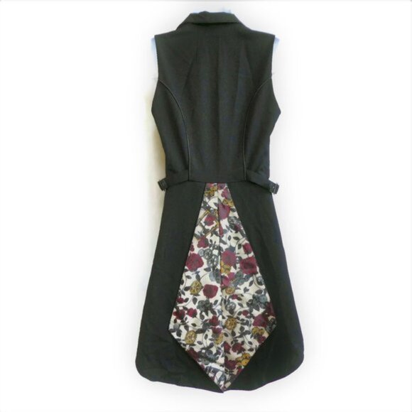 Hot Topic Tuxedo Coat Double Breasted Snaps Side Buckles Floral Tails Satin SM - Picture 2 of 8